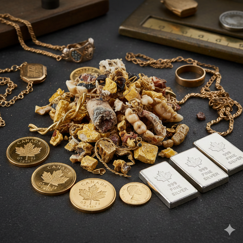 Scrap dental gold and gold jewelry